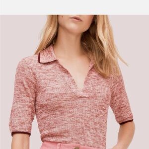Kate Spade New York Textured Polo Top in Rose Glaze